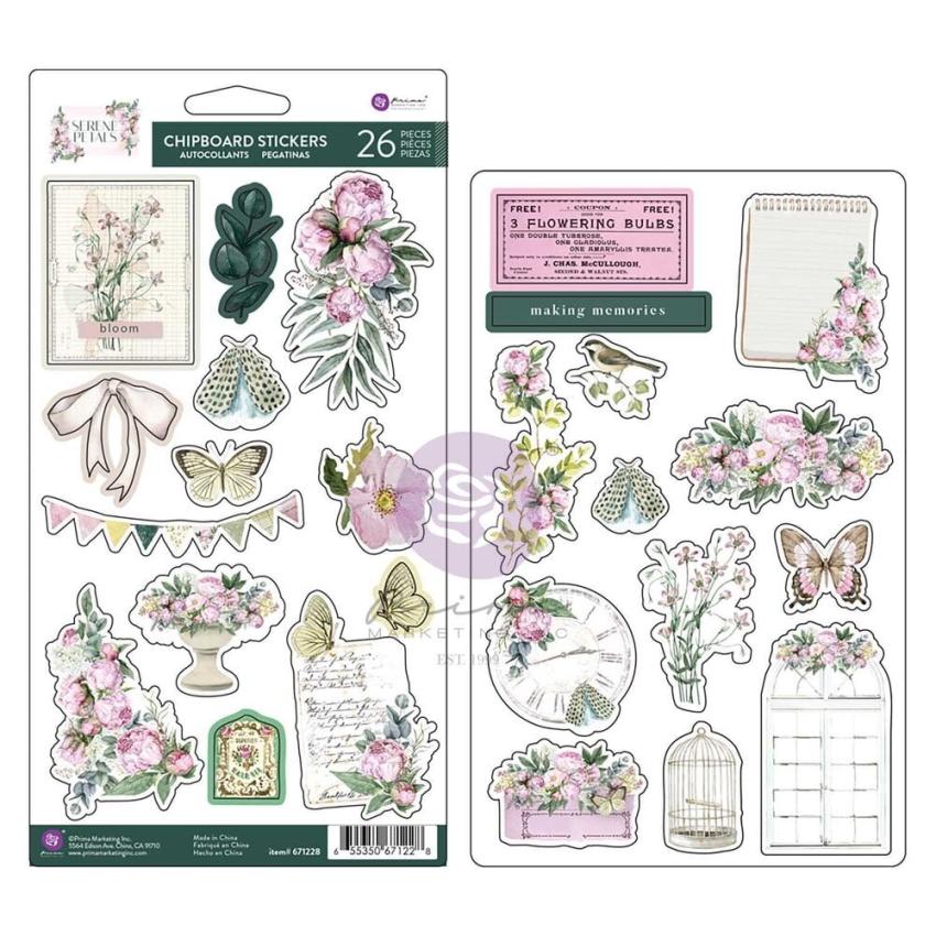 Prima Marketing - Aufkleber "Serene Petals" Chipboard Sticker 