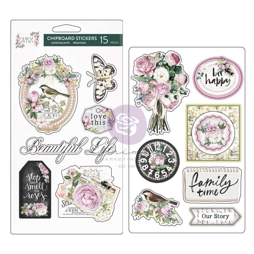 Prima Marketing - Aufkleber "Serene Petals" Chipboard Sticker 