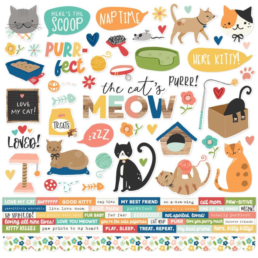 Simple Stories - Aufkleber "Fur Baby Cat" Cardstock Sticker 