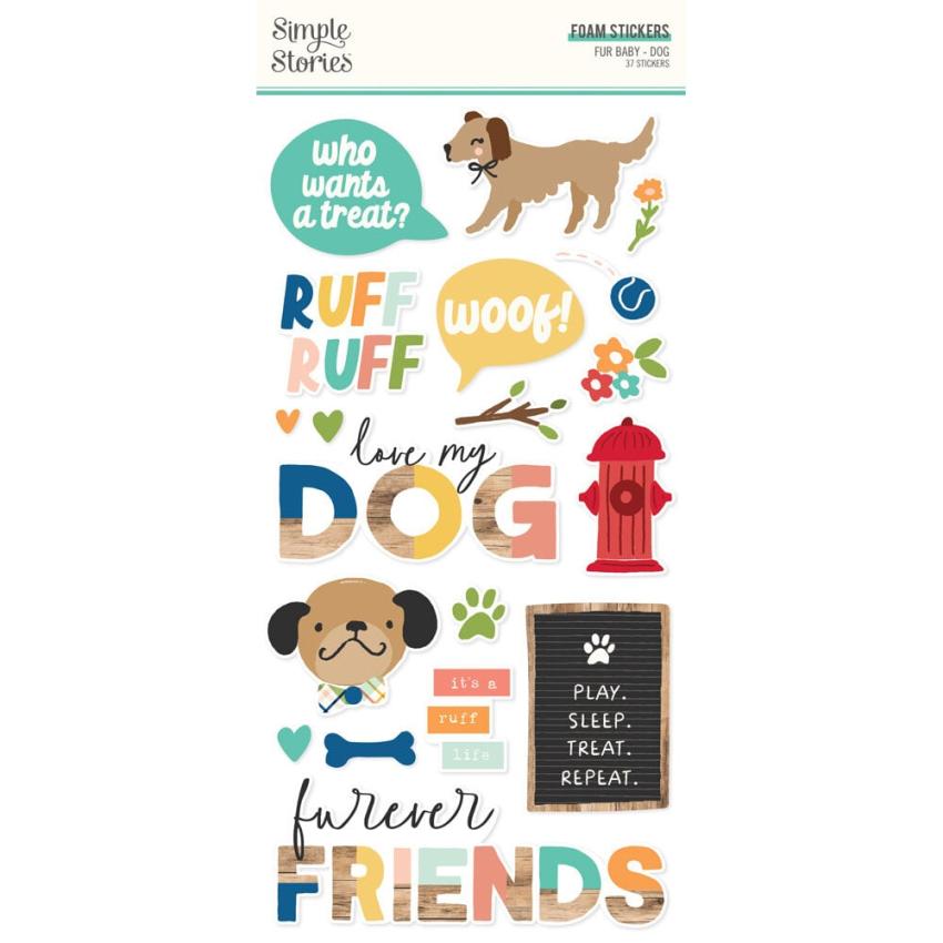 Simple Stories - Aufkleber "Fur Baby Dog" Foam Sticker