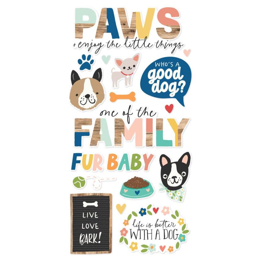 Simple Stories - Aufkleber "Fur Baby Dog" Foam Sticker