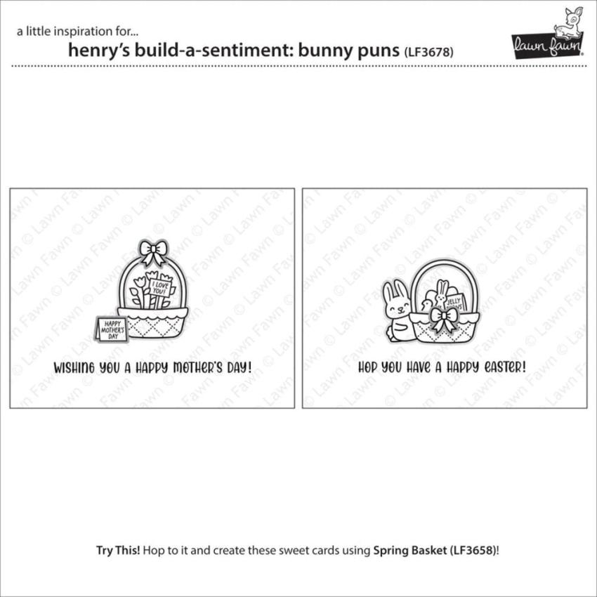 Lawn Fawn - Stempelset "Henry's Build-A-Sentiment: Bunny Puns" Clear Stamp