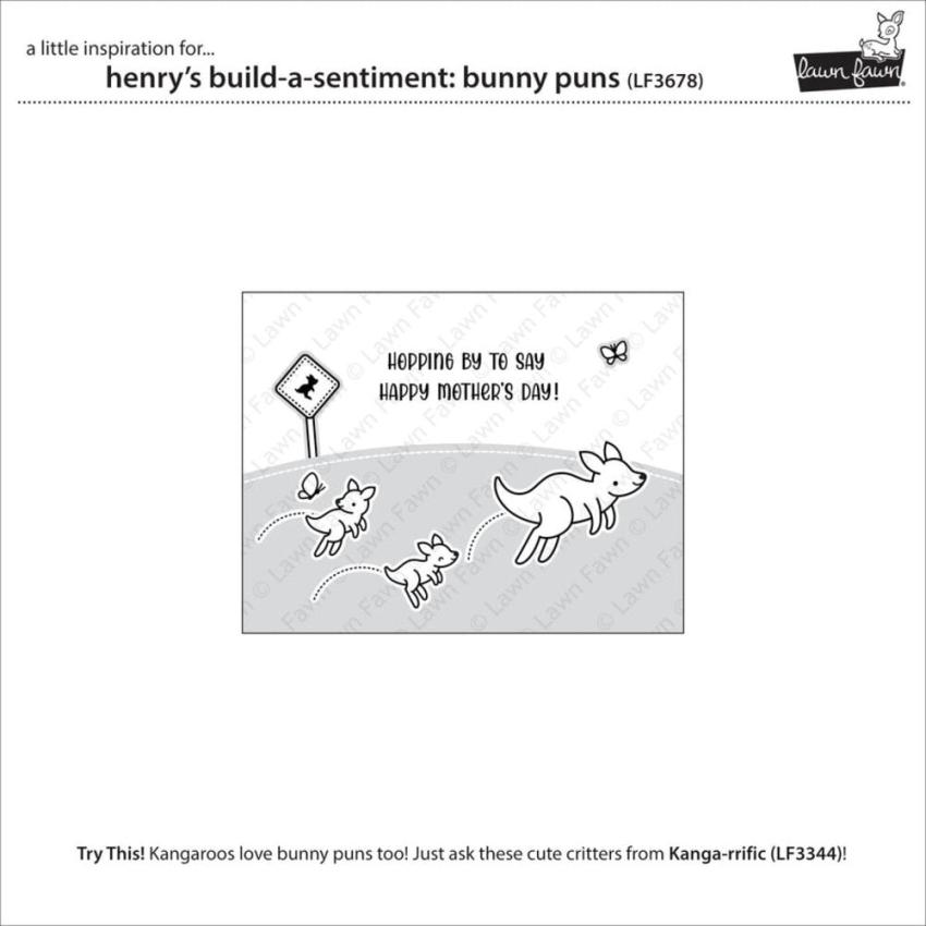 Lawn Fawn - Stempelset "Henry's Build-A-Sentiment: Bunny Puns" Clear Stamp