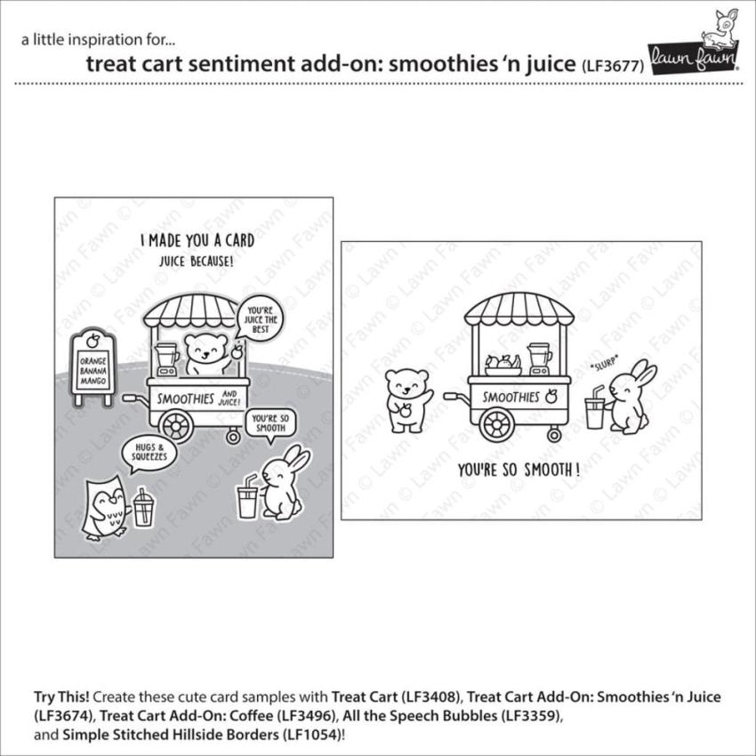 Lawn Fawn - Stempelset "Treat Cart Sentiment Smoothies 'N Juice " Clear Stamp Add-On