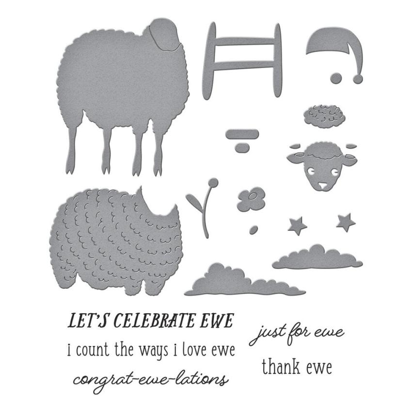 Spellbinders - Stempelset & Stanzschablone "Counting Sheep Clear" Clear Stamps & Dies