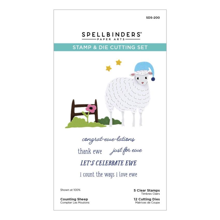 Spellbinders - Stempelset & Stanzschablone "Counting Sheep Clear" Clear Stamps & Dies