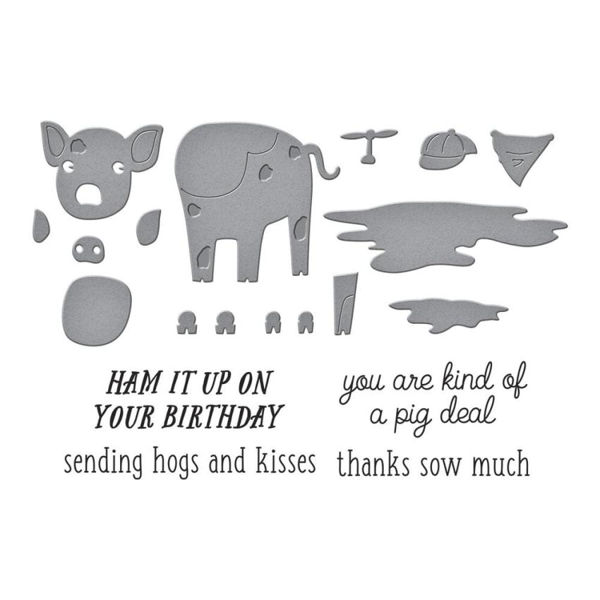 Spellbinders - Stempelset & Stanzschablone "Ham It Up Jambon" Clear Stamps & Dies