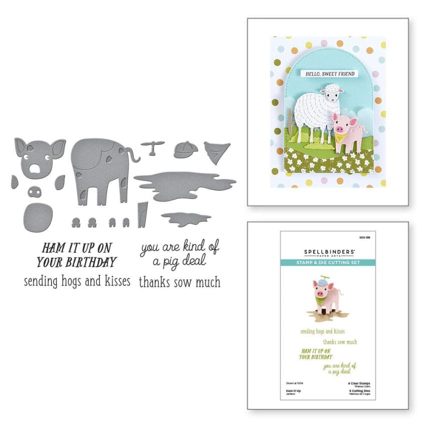 Spellbinders - Stempelset & Stanzschablone "Ham It Up Jambon" Clear Stamps & Dies