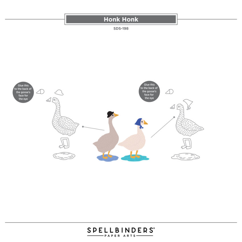 Spellbinders - Stempelset & Stanzschablone "Honk Honk" Clear Stamps & Dies