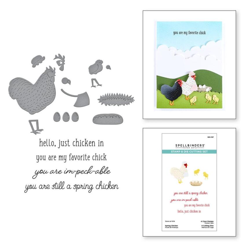 Spellbinders - Stempelset & Stanzschablone "Spring Chicken" Clear Stamps & Dies