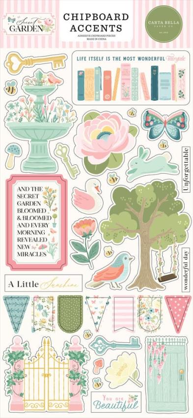 Carta Bella - Chipboard Sticker 6x13 Inch "Secret Garden"