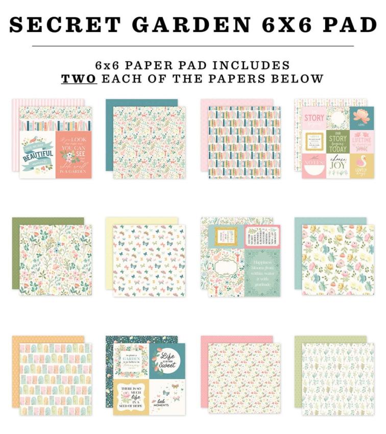 Carta Bella - Designpapier "Secret Garden" Paper Pad 6x6 Inch - 24 Bogen