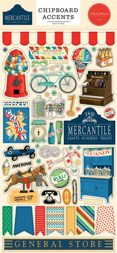 Carta Bella - Chipboard Sticker 6x13 Inch "Mercantile "