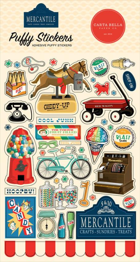 Carta Bella  - Aufkleber "Mercantile" Puffy Stickers