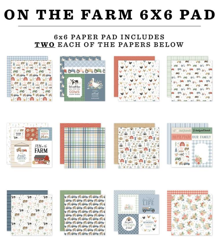 Carta Bella - Designpapier "On The Farm" Paper Pad 6x6 Inch - 24 Bogen