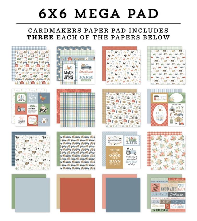 Carta Bella - Designpapier "On The Farm" Cardmakers Mega Pad 6x6 Inch - 48 Bogen