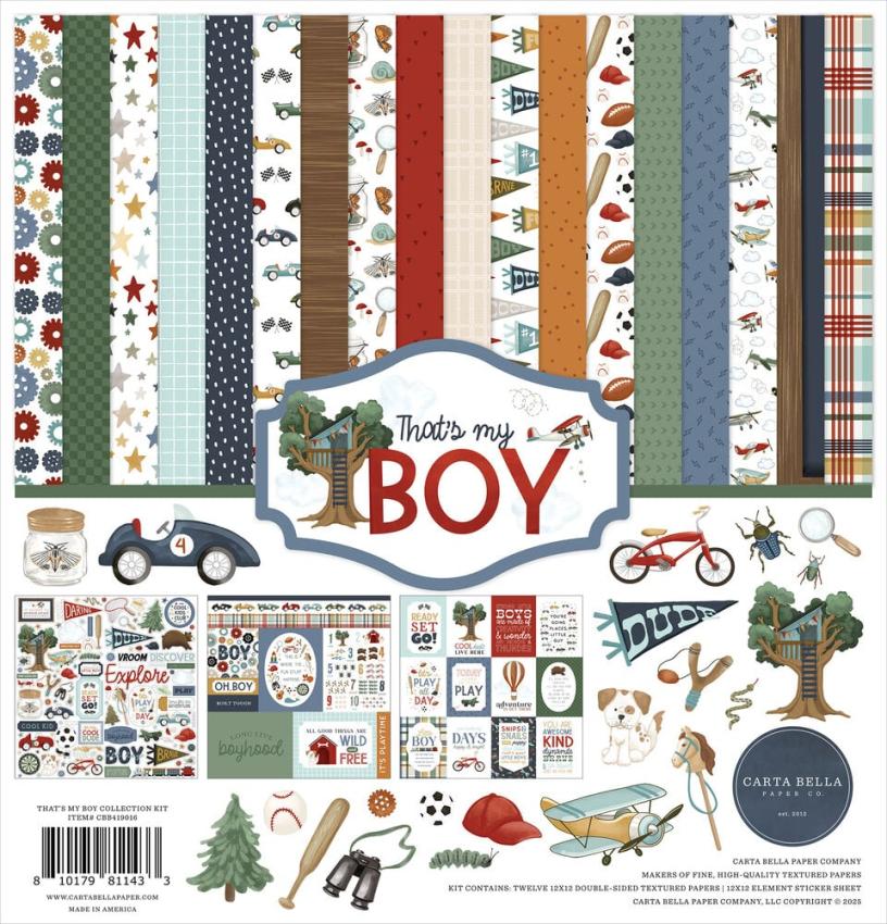 Carta Bella - Designpapier "That's My Boy" Collection Kit 12x12 Inch - 12 Bogen  