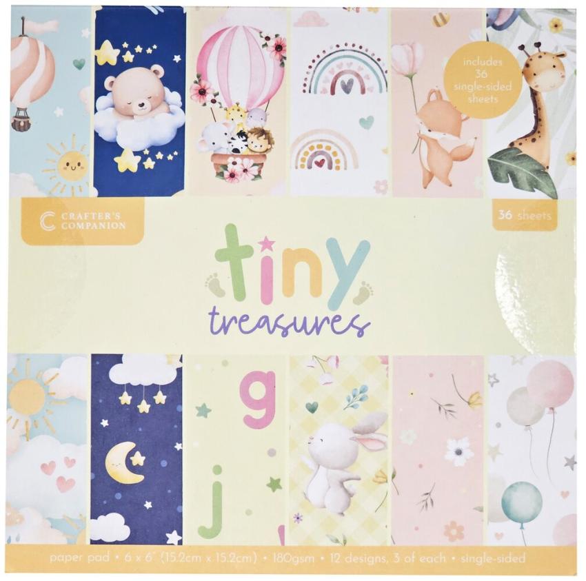 Crafters Companion - Designpapier "Tiny Treasures" Paper Pack 6x6 Inch - 36 Bogen