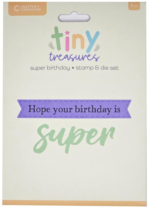 Crafters Companion - Stempelset & Stanzschablone "Super Birthday" Stamp & Dies