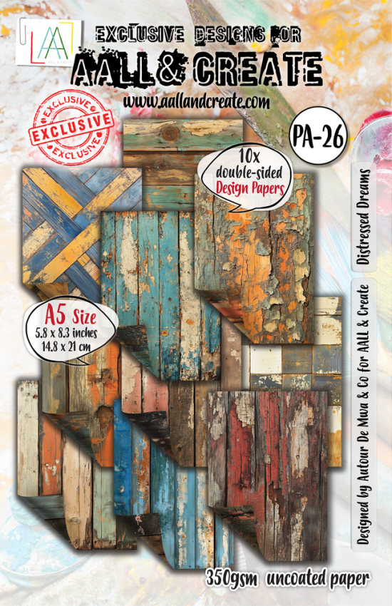 AALL and Create - Designpapier "Distressed Dreams" Paper Pack A5 - 10 Bogen