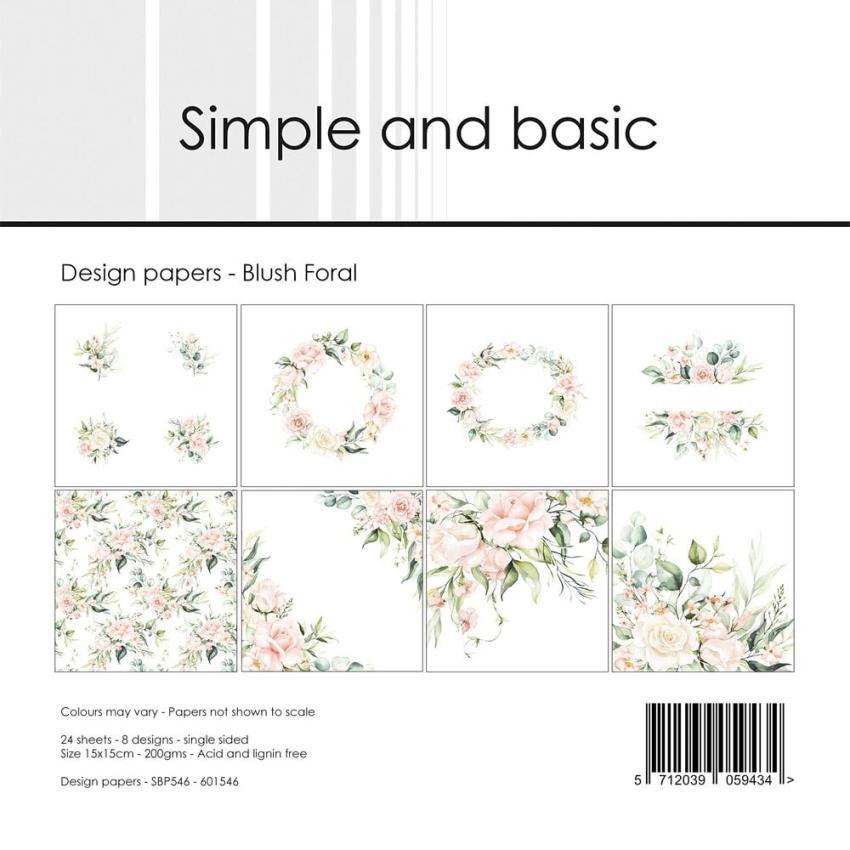 Simple and Basic - Designpapier "Blush Floral" Paper Pack 6x6 Inch - 24 Bogen 