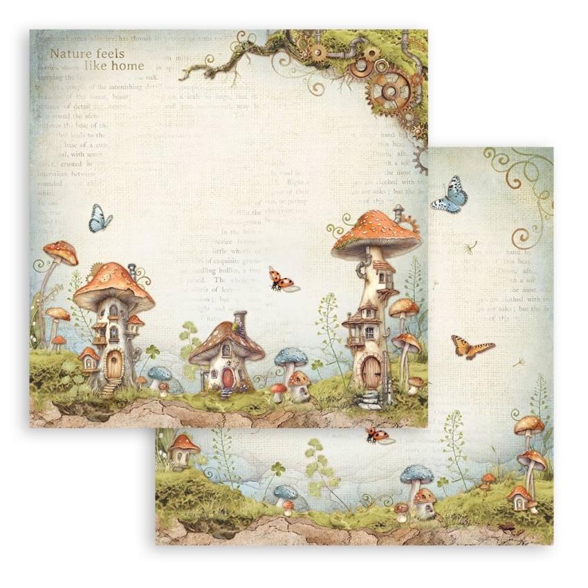 Stamperia - Designpapier "Mushroom Houses" Paper Sheets 12x12 Inch - 10 Bogen