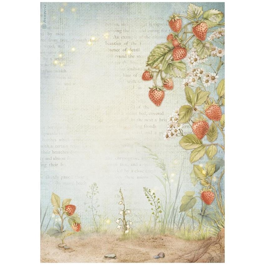 Stamperia - Decopatch Papier "Strawberries" Decoupage A4 - 6 Bogen  