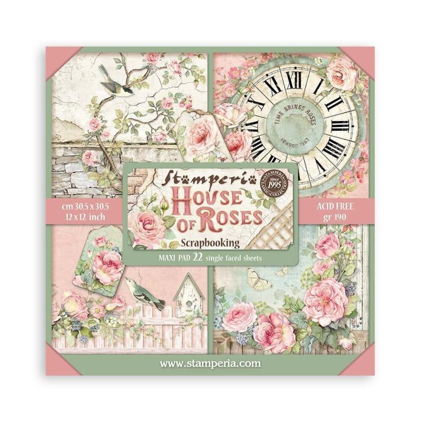 Stamperia - Designpapier "House of Roses" Maxi Paper Pack 12x12 Inch - 22 Bogen