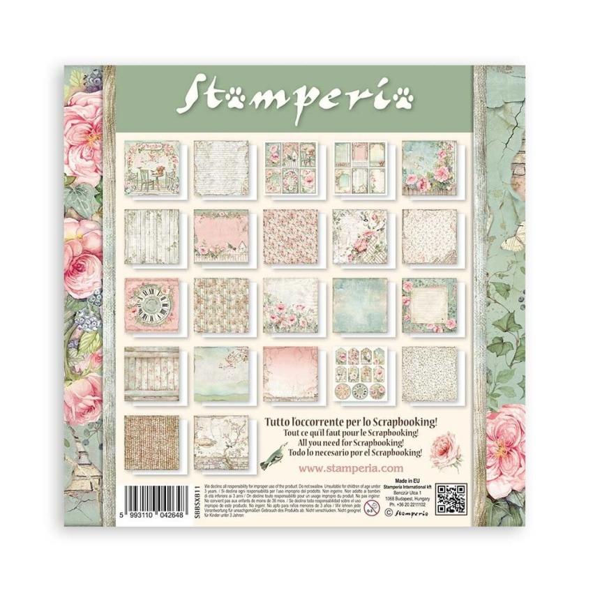 Stamperia - Designpapier "House of Roses" Maxi Paper Pack 8x8 Inch - 22 Bogen