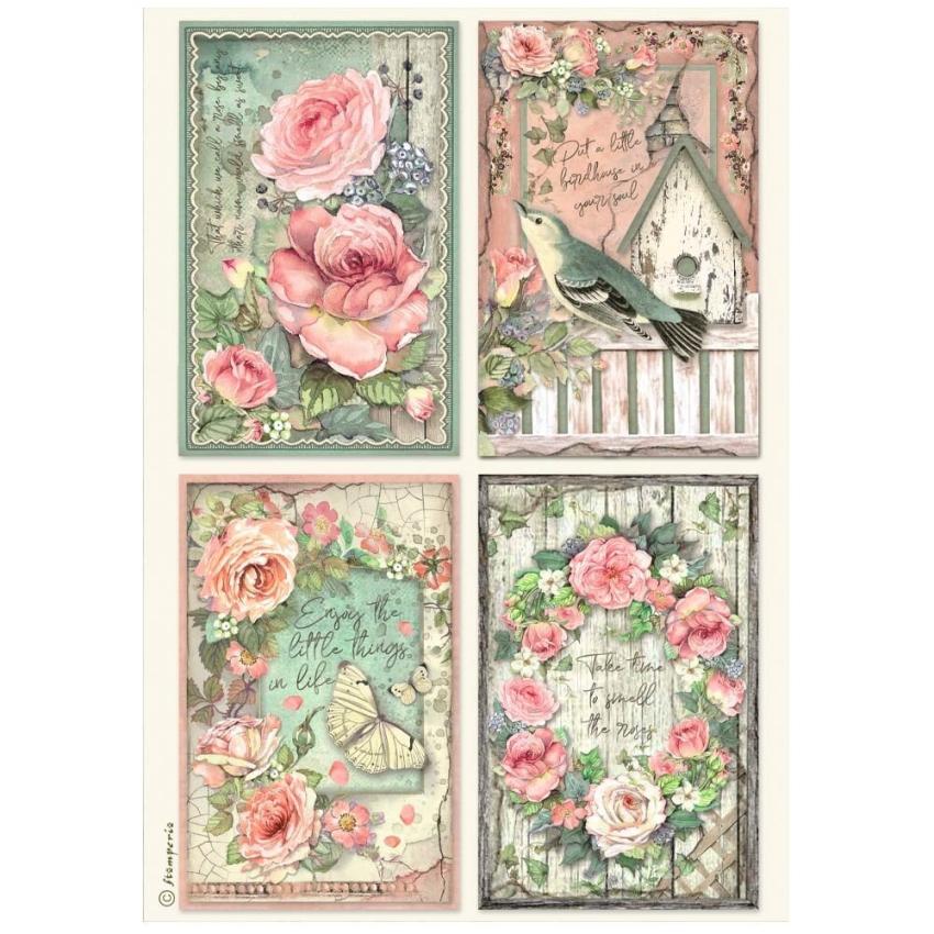 Stamperia - Decopatch Papier "4 Cards" Decoupage A4 - 6 Bogen  