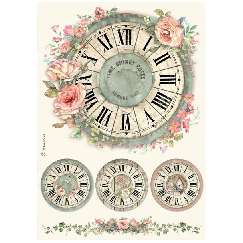 Stamperia - Decopatch Papier "Clock" Decoupage A4 - 6 Bogen  