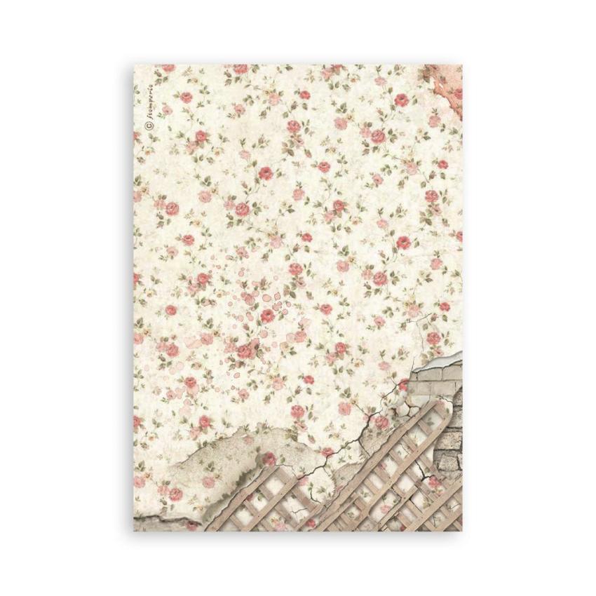 Stamperia - Washi Papier "House of Roses" Washi Pad 14,8x21cm - 8 Bogen