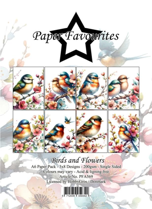 Paper Favourites - Designpapier "Birds and Flowers" Paper Pack A6 - 24 Bogen