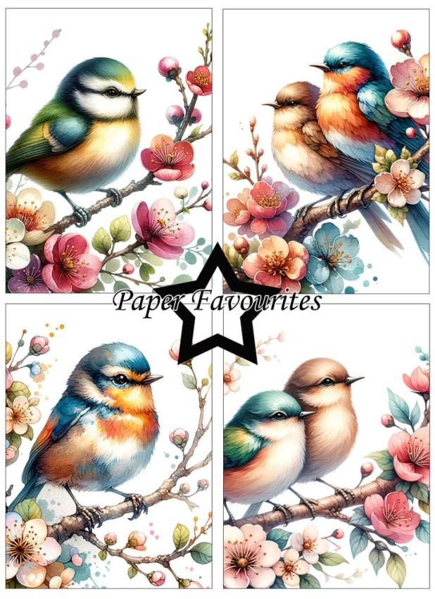 Paper Favourites - Designpapier "Birds and Flowers" Paper Pack A6 - 24 Bogen