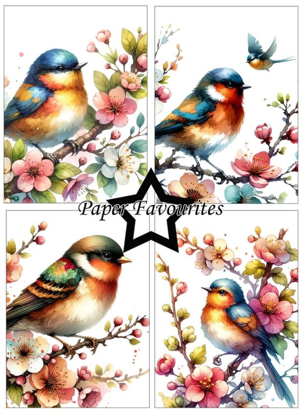 Paper Favourites - Designpapier "Birds and Flowers" Paper Pack A6 - 24 Bogen