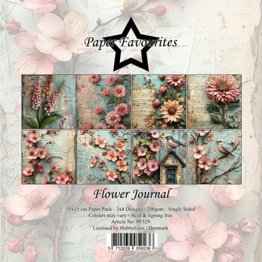 Paper Favourites - Designpapier "Flower Journal" Paper Pack 6x6 Inch - 24 Bogen