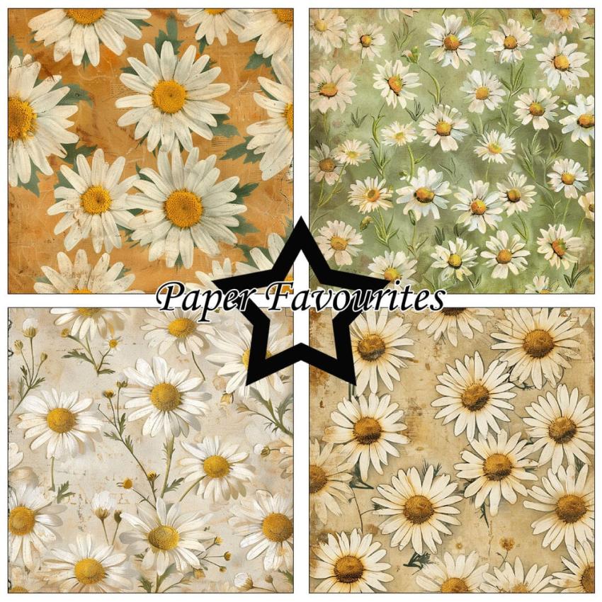 Paper Favourites - Designpapier "Vintage Daisies" Paper Pack 12x12 Inch 8 Bogen