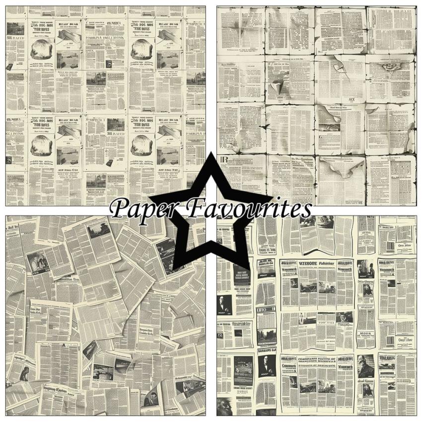 Paper Favourites - Designpapier "Vintage Newspaper" Paper Pack 12x12 Inch 8 Bogen