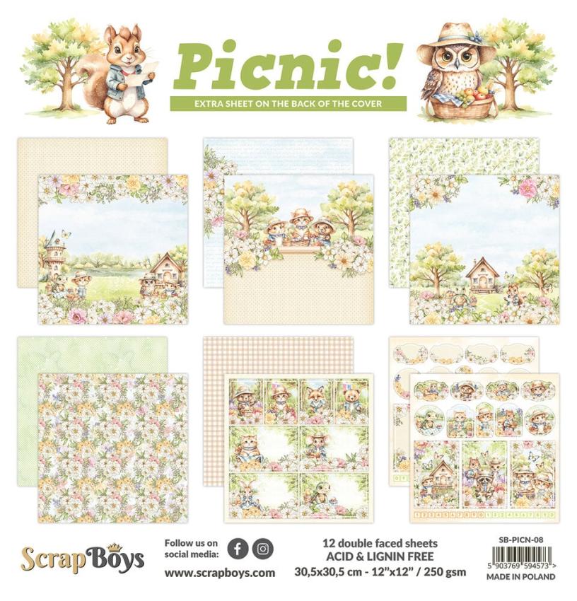 ScrapBoys - Designpapier "Picnic!" Paper Pack 12x12 Inch - 12 Bogen