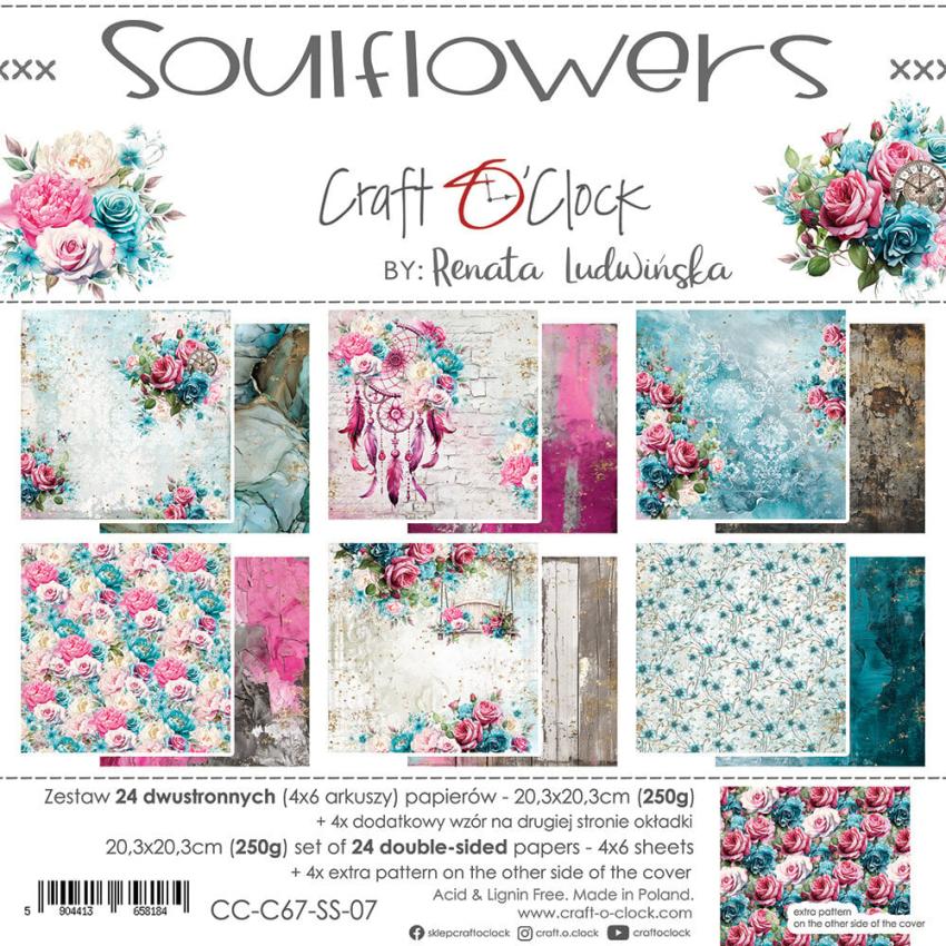 Craft OClock - Designpapier "Soulflowers" Paper Pack 8x8 Inch - 24 Bogen