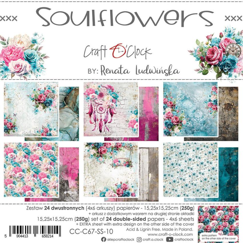 Craft OClock - Designpapier "Soulflowers" Paper Pack 6x6 Inch - 24 Bogen