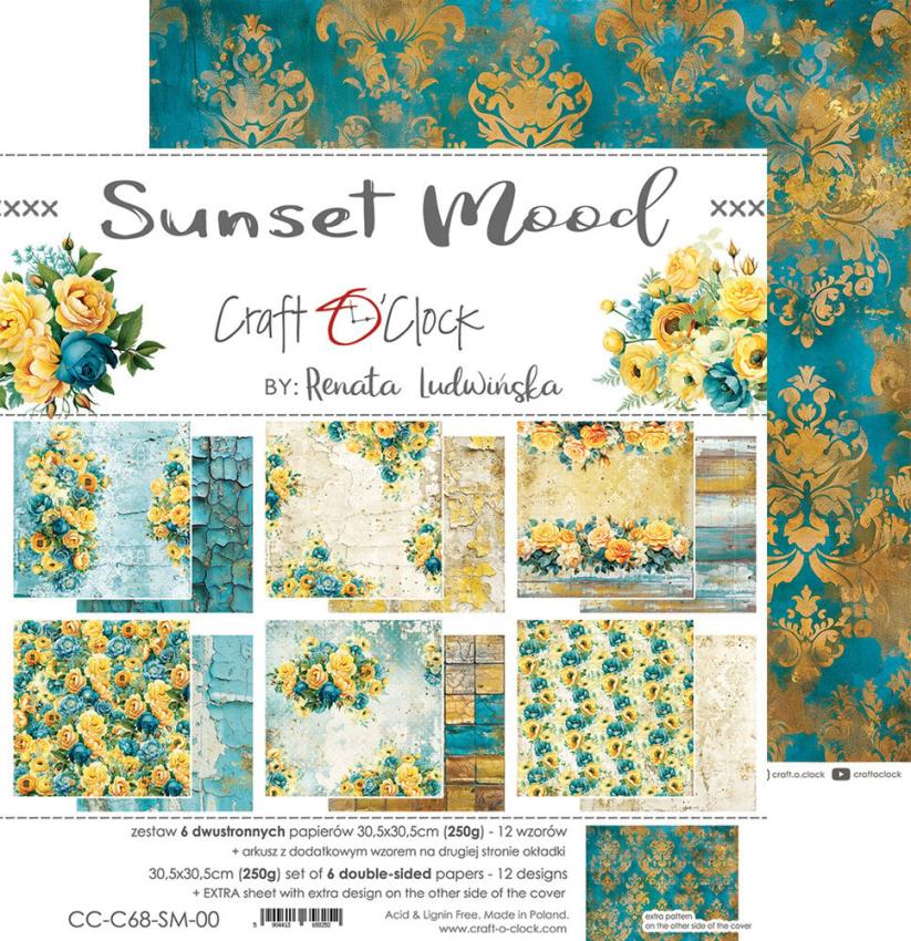 Craft OClock - Designpapier "Sunset Mood" Paper Pack 12x12 Inch - 6 Bogen