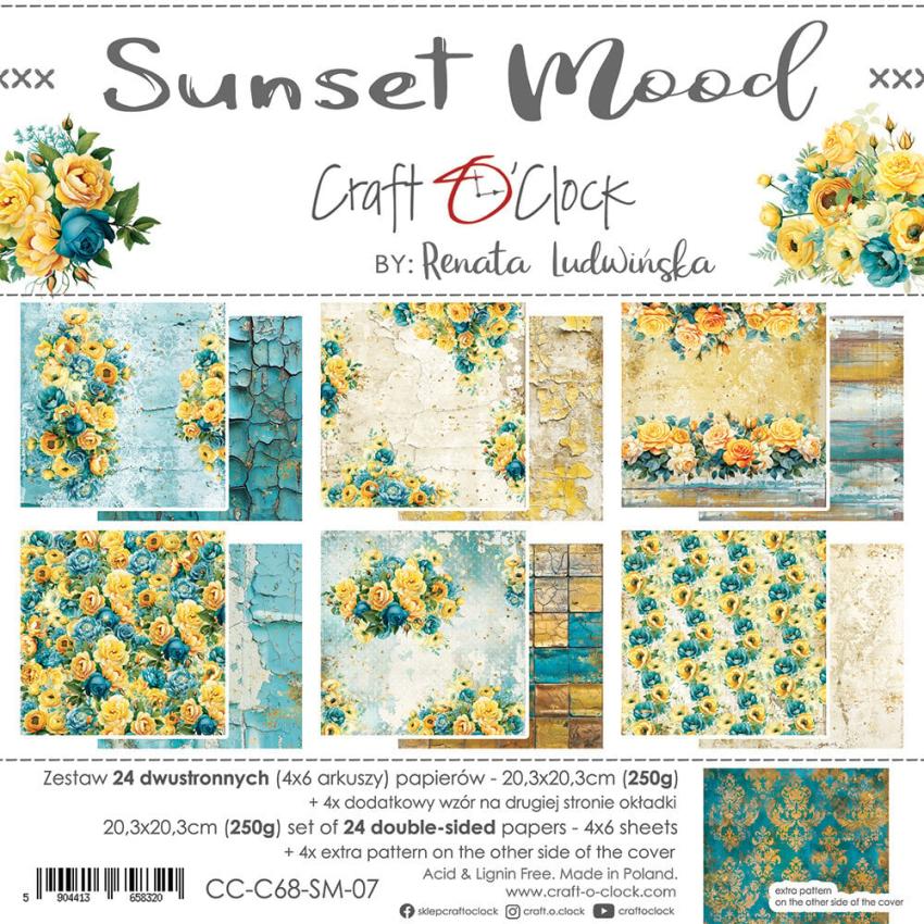 Craft OClock - Designpapier "Sunset Mood" Paper Pack 8x8 Inch - 24 Bogen