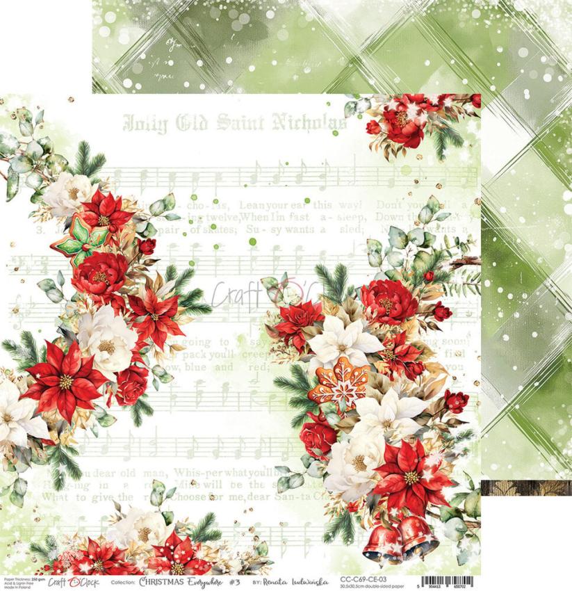 Craft OClock - Designpapier "Christmas Everywhere" Paper Pack 12x12 Inch - 6 Bogen