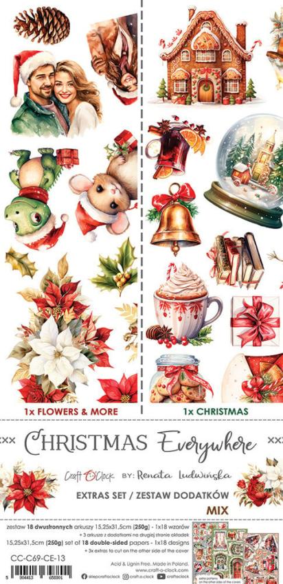 Craft OClock - Ausschneidebogen "Christmas Everywhere" Extra Set Mix - 18 Bogen