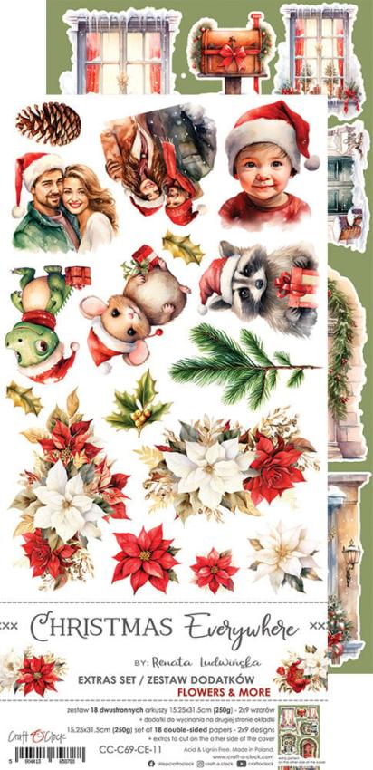 Craft OClock - Ausschneidebogen "Christmas Everywhere" Extra Set Mix - 18 Bogen