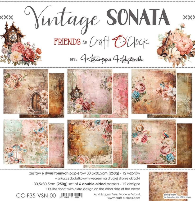 Craft OClock - Designpapier "Vintage Sonata" Paper Pack 12x12 Inch - 6 Bogen