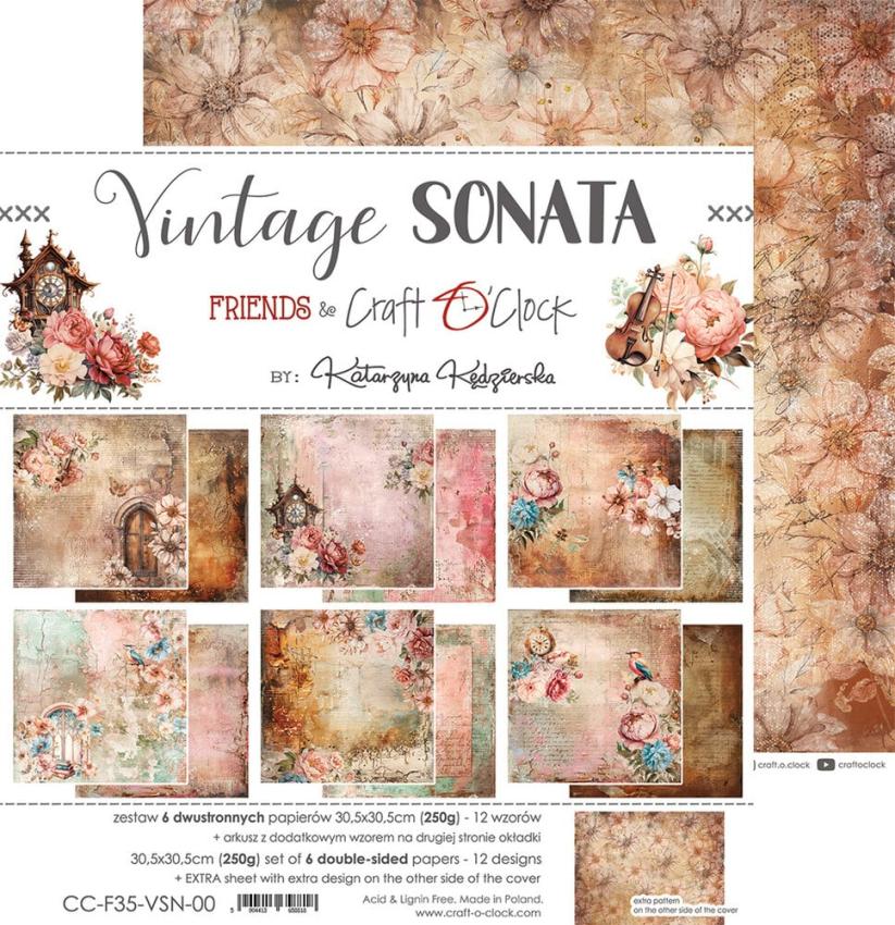 Craft OClock - Designpapier "Vintage Sonata" Paper Pack 12x12 Inch - 6 Bogen