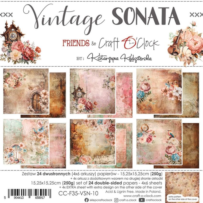 Craft OClock - Designpapier "Vintage Sonata" Paper Pack 6x6 Inch - 24 Bogen