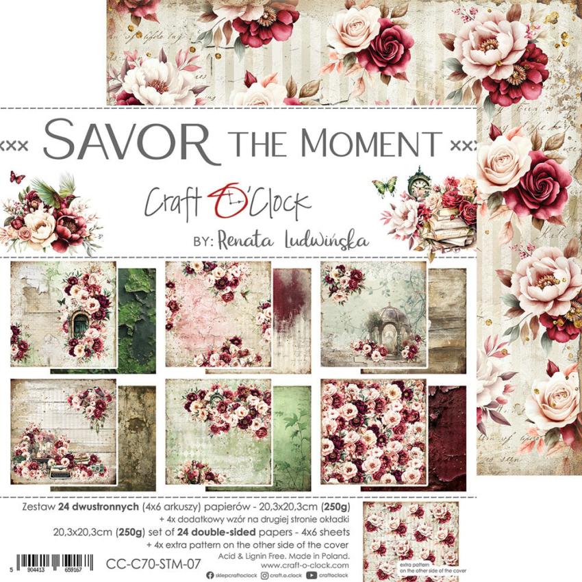 Craft OClock - Designpapier "Savor The Moment" Paper Pack 8x8 Inch - 24 Bogen